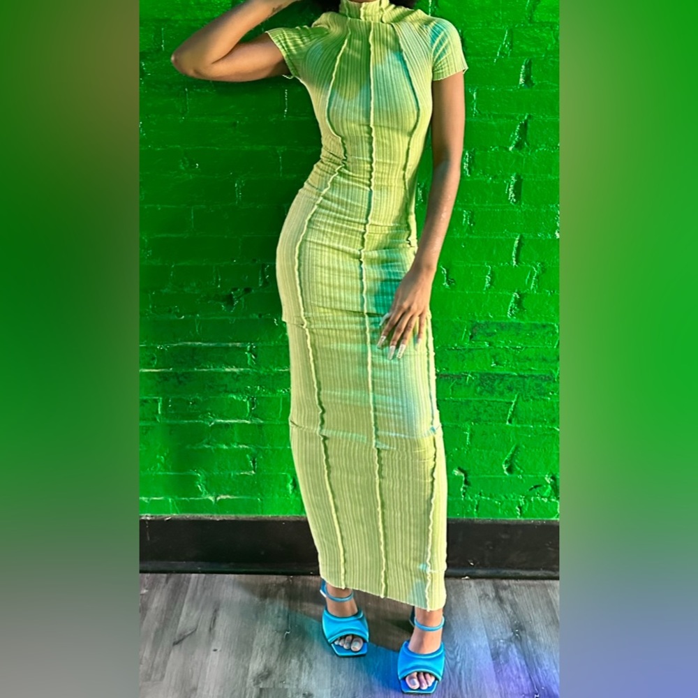 Fitted Lime Green Maxi Dress